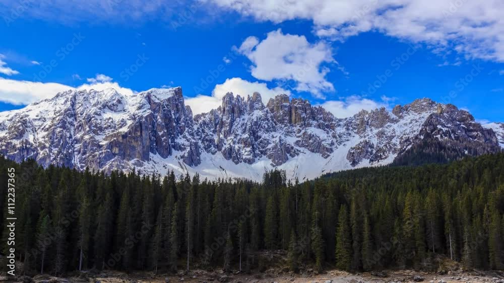 Sunrise over Lake Carezza in the Dolomites, 4k timelapse