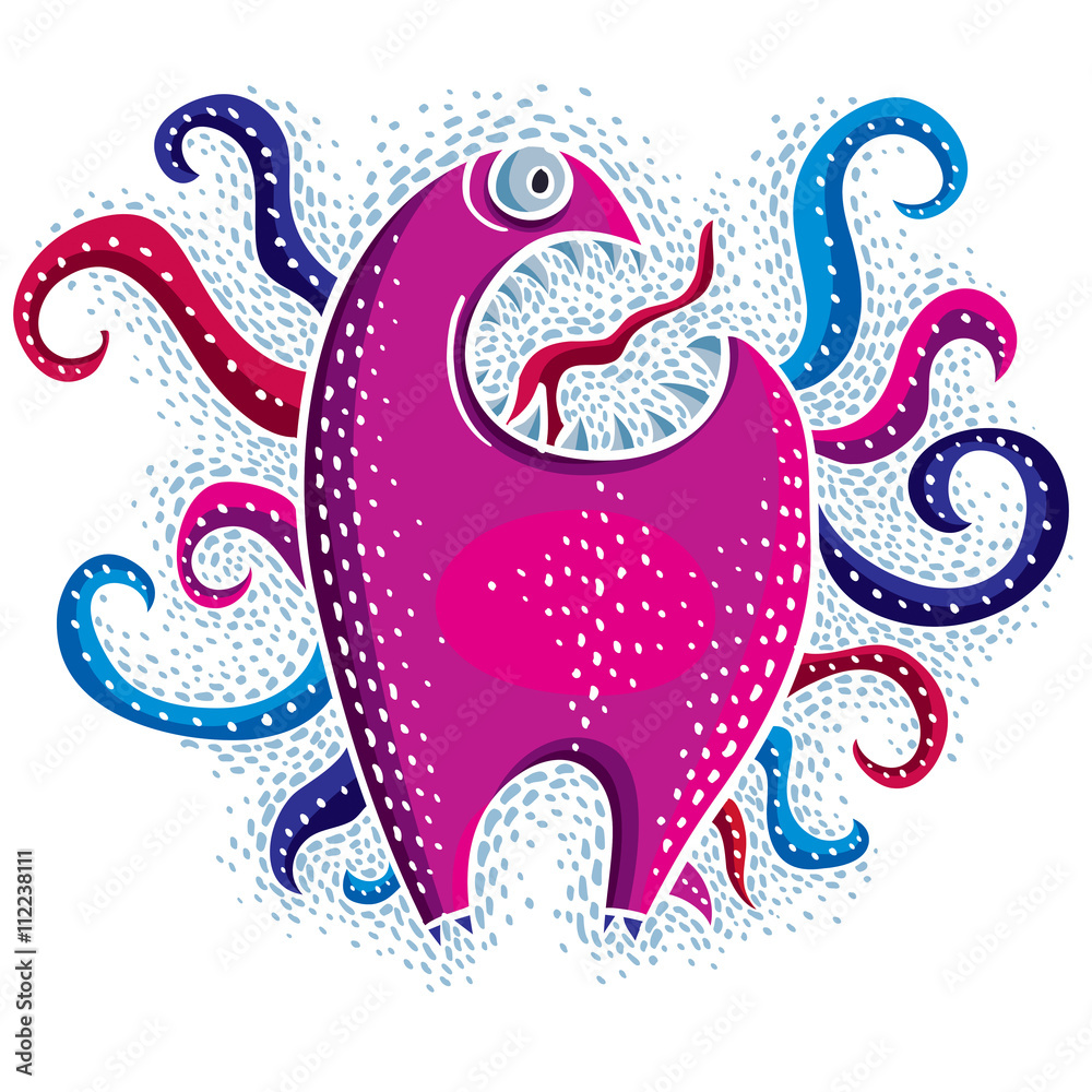 Vector cool cartoon crazy purple monster, simple weird creature. Vector cool cartoon crazy purple monster, simple weird creature.