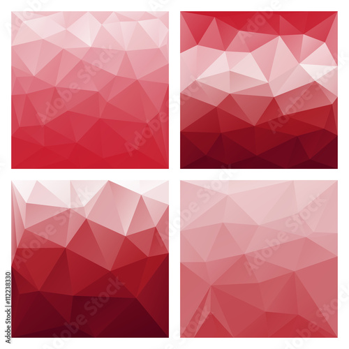 Polygonal vector backgrounds. Set of colored vector patterns in geometric style. Can be used for covers, brochures, digital wallpapers and flyer backgrounds.