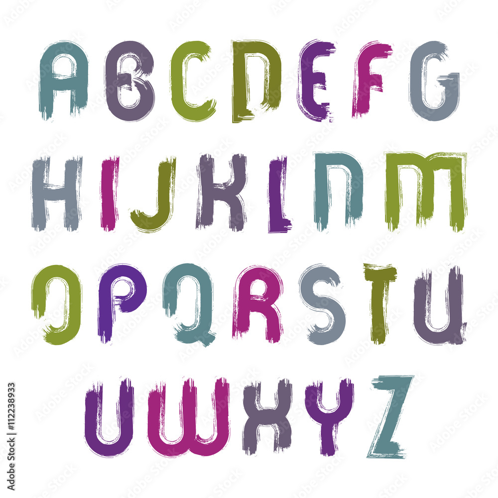 Hand-painted colorful capital letters isolated on white backgrou Hand-painted colorful capital letters isolated on white backgrou