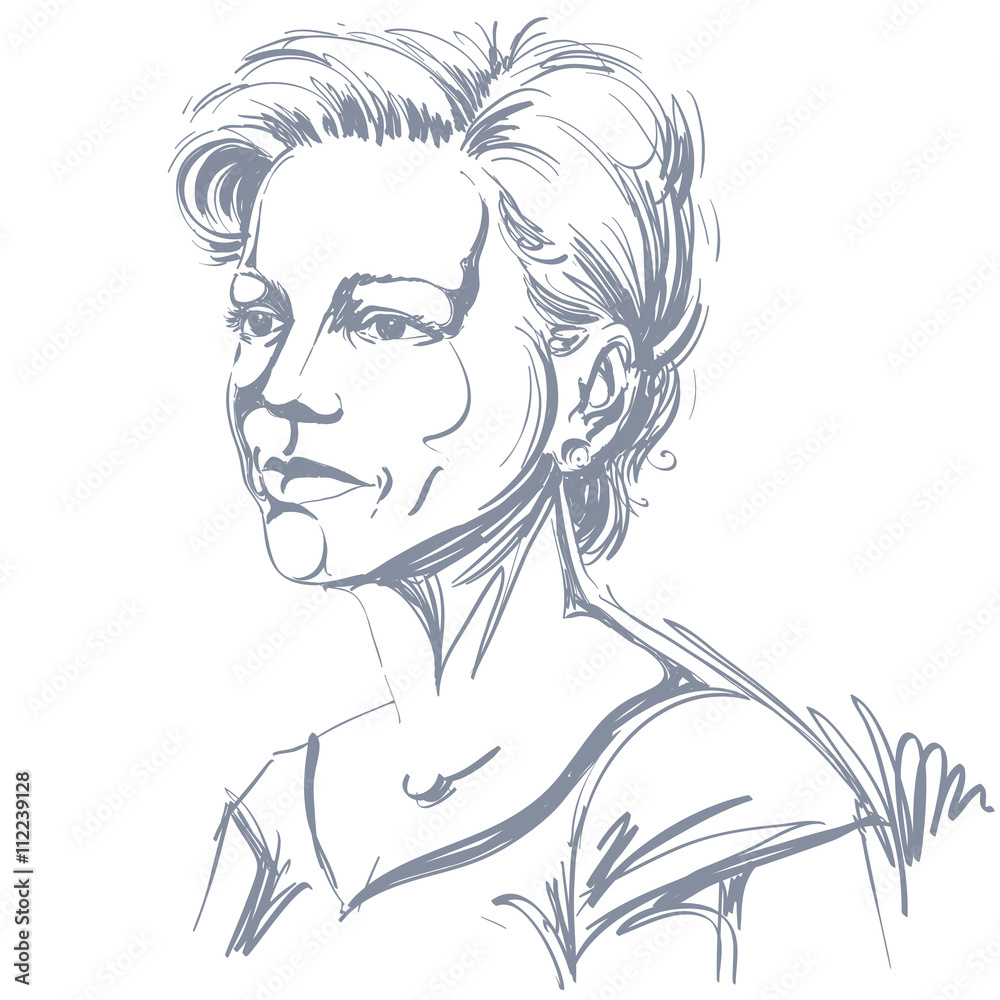 Vector portrait of attractive woman, illustration of good-lookin