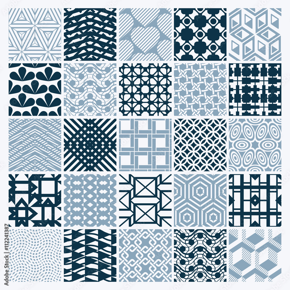 Set of vector endless geometric patterns composed with different Set of vector endless geometric patterns composed with different