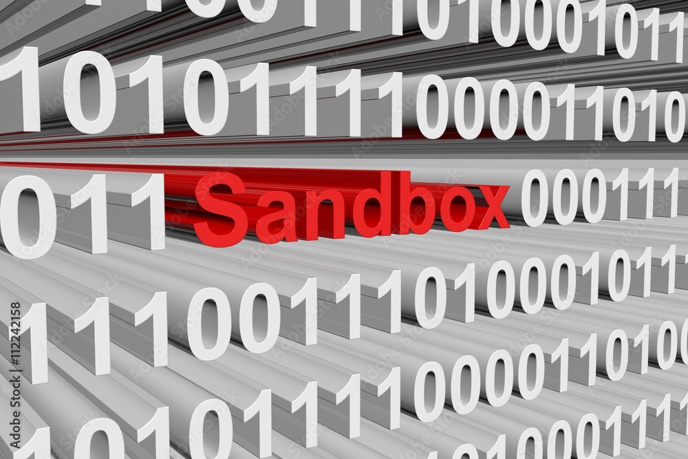 sandbox in the form of binary code, 3D illustration