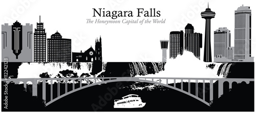 Canvas Print Vector illustration of the cityscape skyline of Niagara Falls