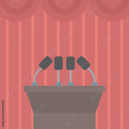 Background of tribune speech with microphones.
