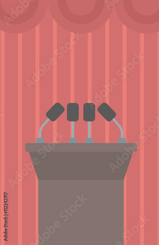 Background of tribune speech with microphones.
