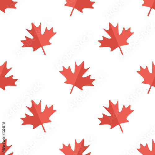 Maple leaf flat design white and red symbol of Canada seamless pattern background.   © cosmic_pony