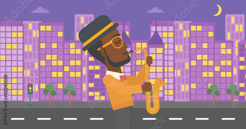Musician playing saxophone.