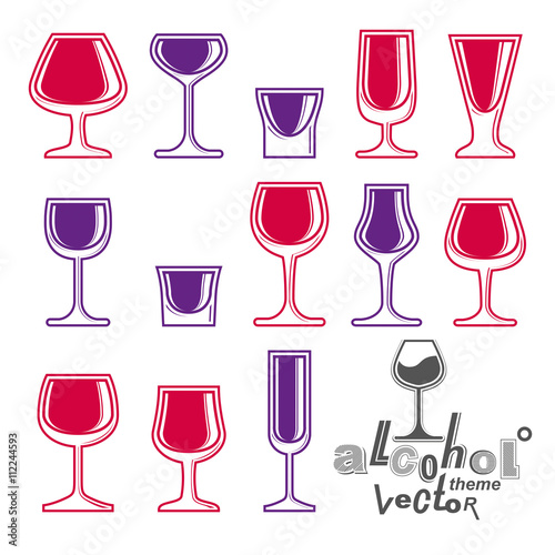 Classic vector goblets collection – martini, wineglass, cognac