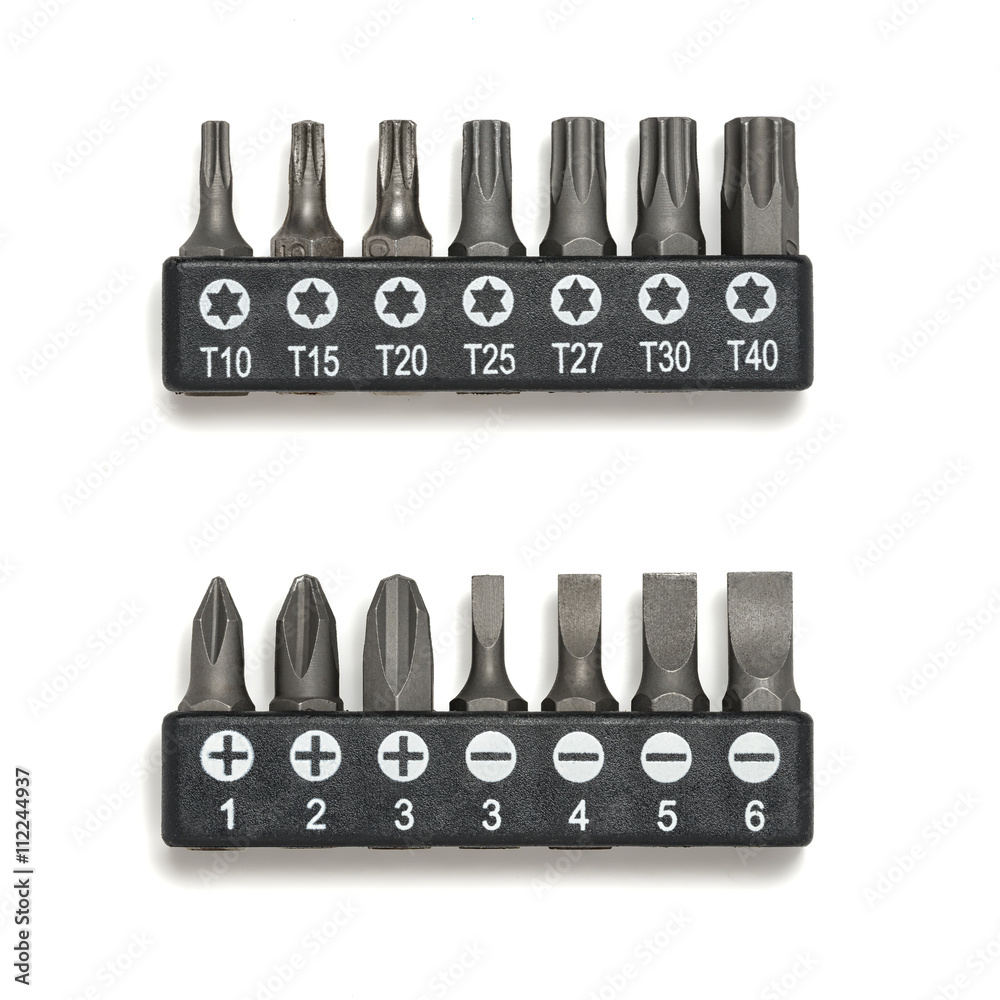 Various bits in a row into the bit holder.