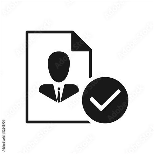 User accepted tick paper sign simple icon on background