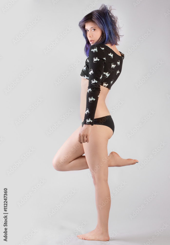 Sexy Woman in Long Sleeve Crop Top and Panties Stock Photo Adobe