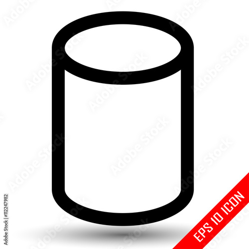 Cylinder icon packaging. Simple geometric shape.