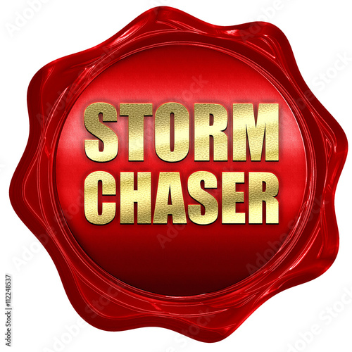 storm chaser, 3D rendering, a red wax seal