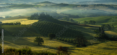 Foggy morning in the tuscan countryside