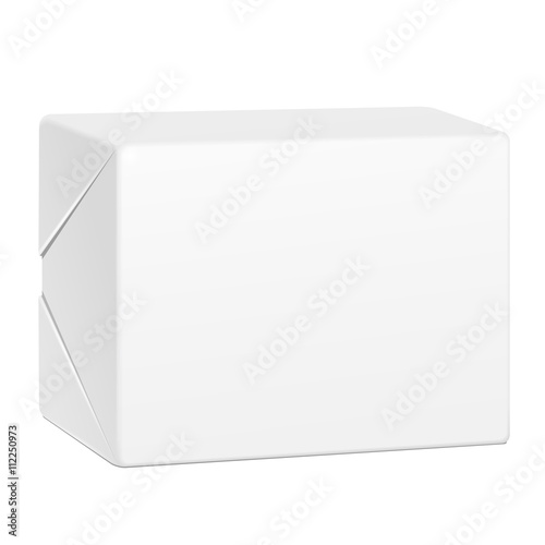 White Spread Butter Package Product Cardboard Box. Illustration Isolated On White Background. Mock Up Template Ready For Your Design. Vector EPS10