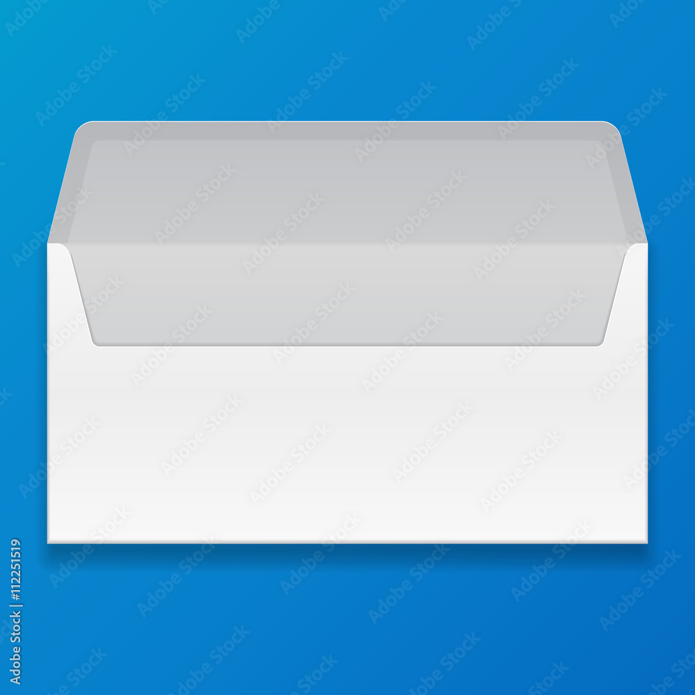 White Gray Blank Envelope. Illustration Isolated On Bluey Background. Mock Up Template Ready For Your Design. Vector EPS10 White Gray Blank Envelope. Illustration Isolated On Bluey Background. Mock Up Template Ready For Your Design. Vector EPS10