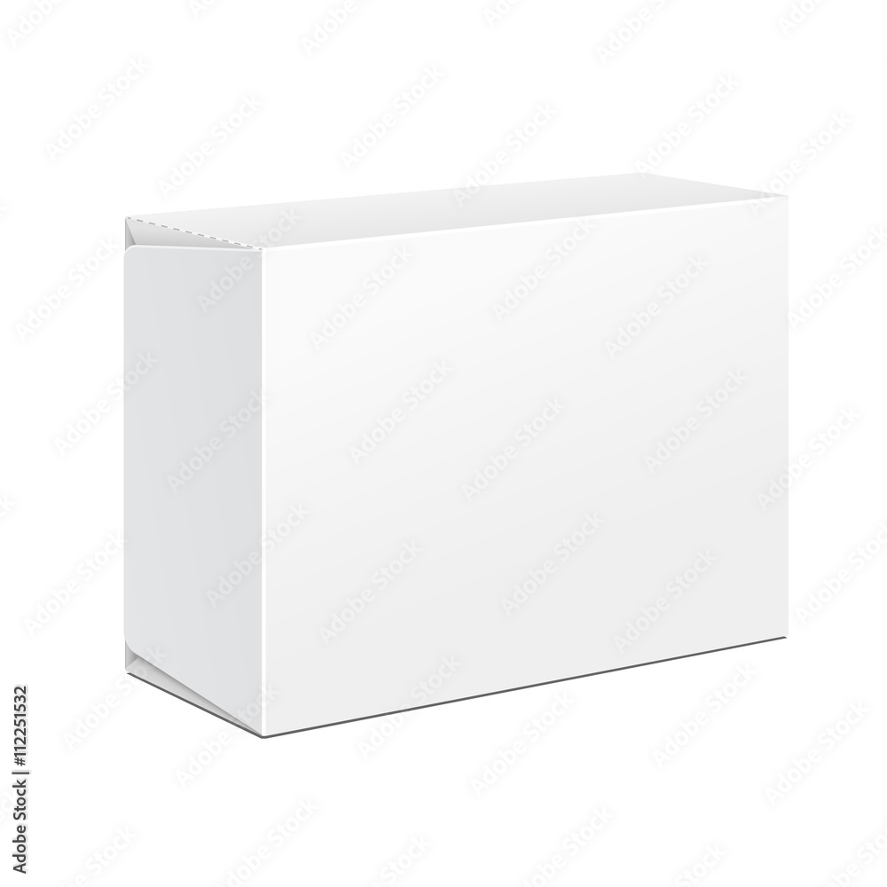 White Product Cardboard Package Box. Illustration Isolated On White Background. Mock Up Template Ready For Your Design. Vector EPS10