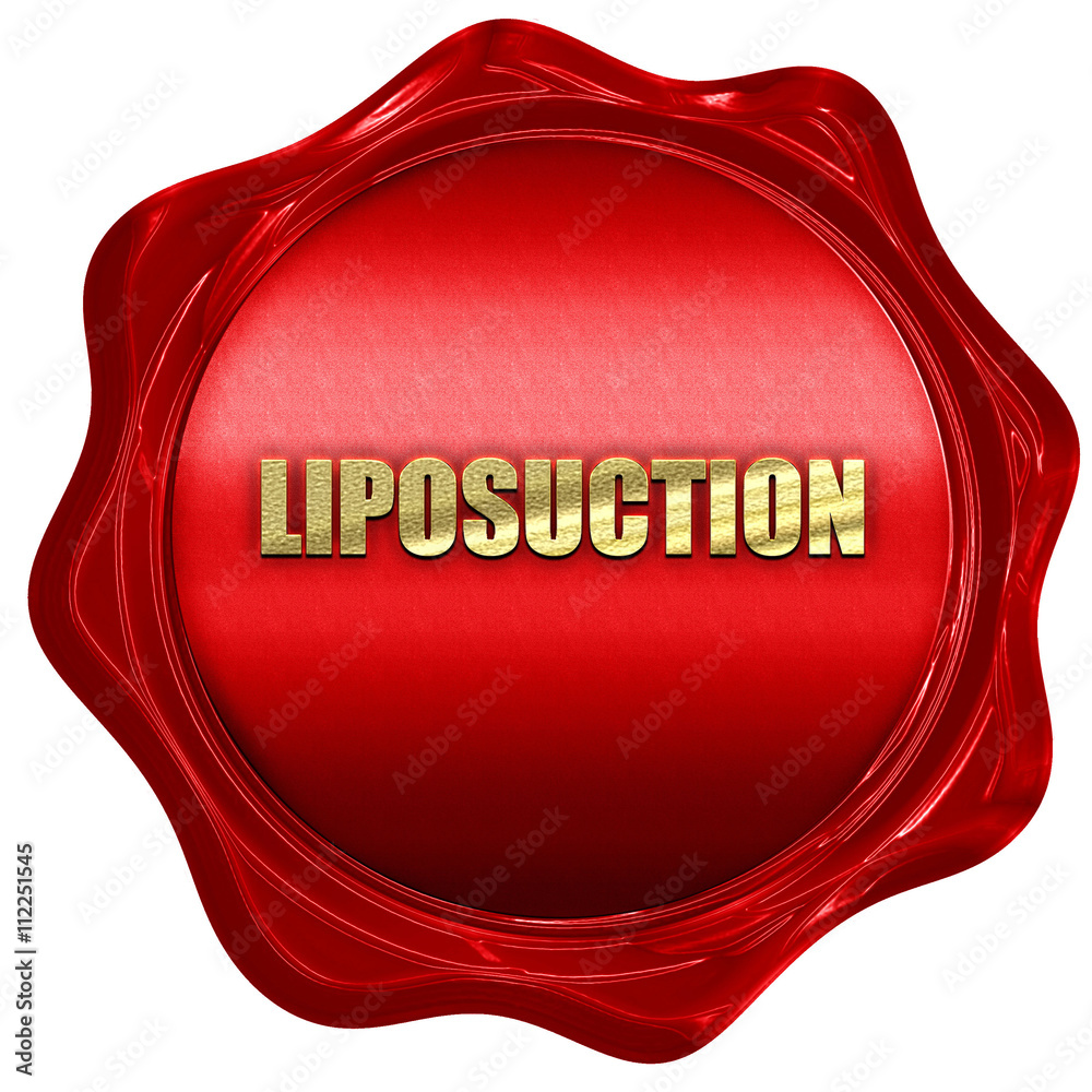 liposuction, 3D rendering, a red wax seal liposuction, 3D rendering, a red wax seal