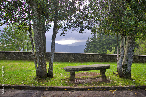 Mountain panaorama stone bench