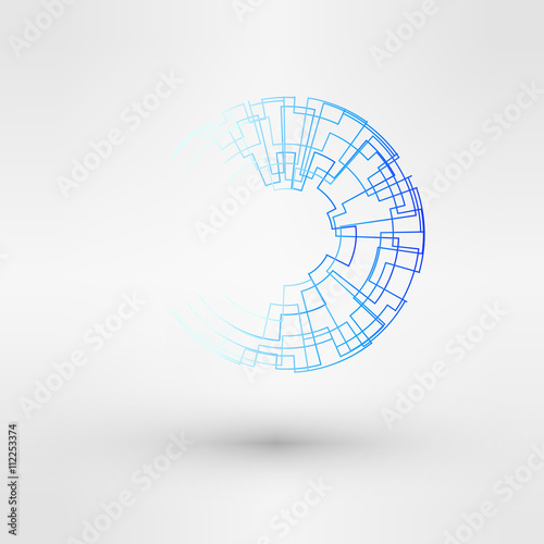 Wireframe logo polygonal element. Torus with connected lines and dots. Vector Illustration EPS10.