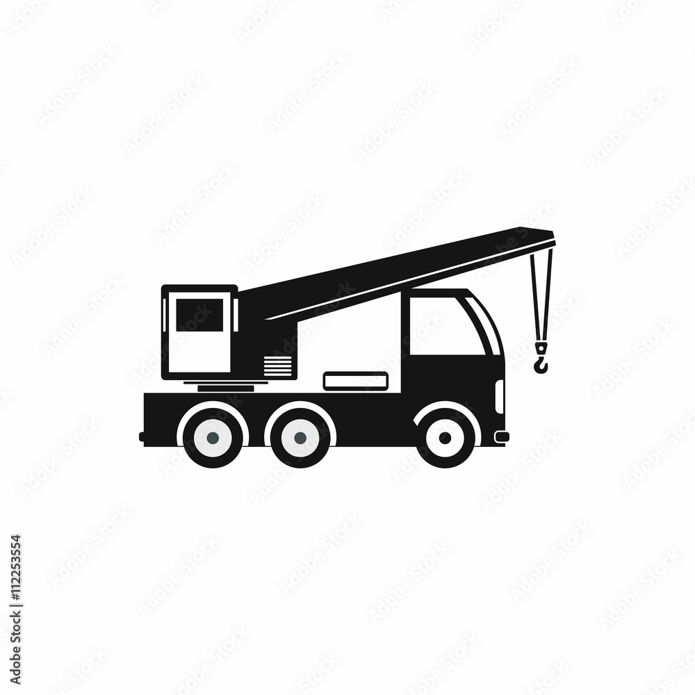 Truck mounted crane icon, simple style