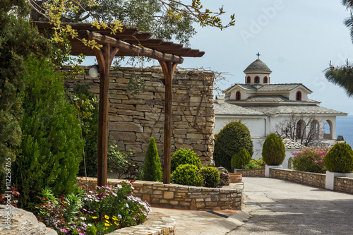 Panoramic view of Archangel Michael Monastery in Thassos island, East Macedonia and Thrace, Greece  photo