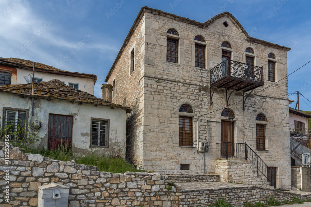 Panoramic view with old houses in village of Theologos,Thassos island, East Macedonia and Thrace, Greece  