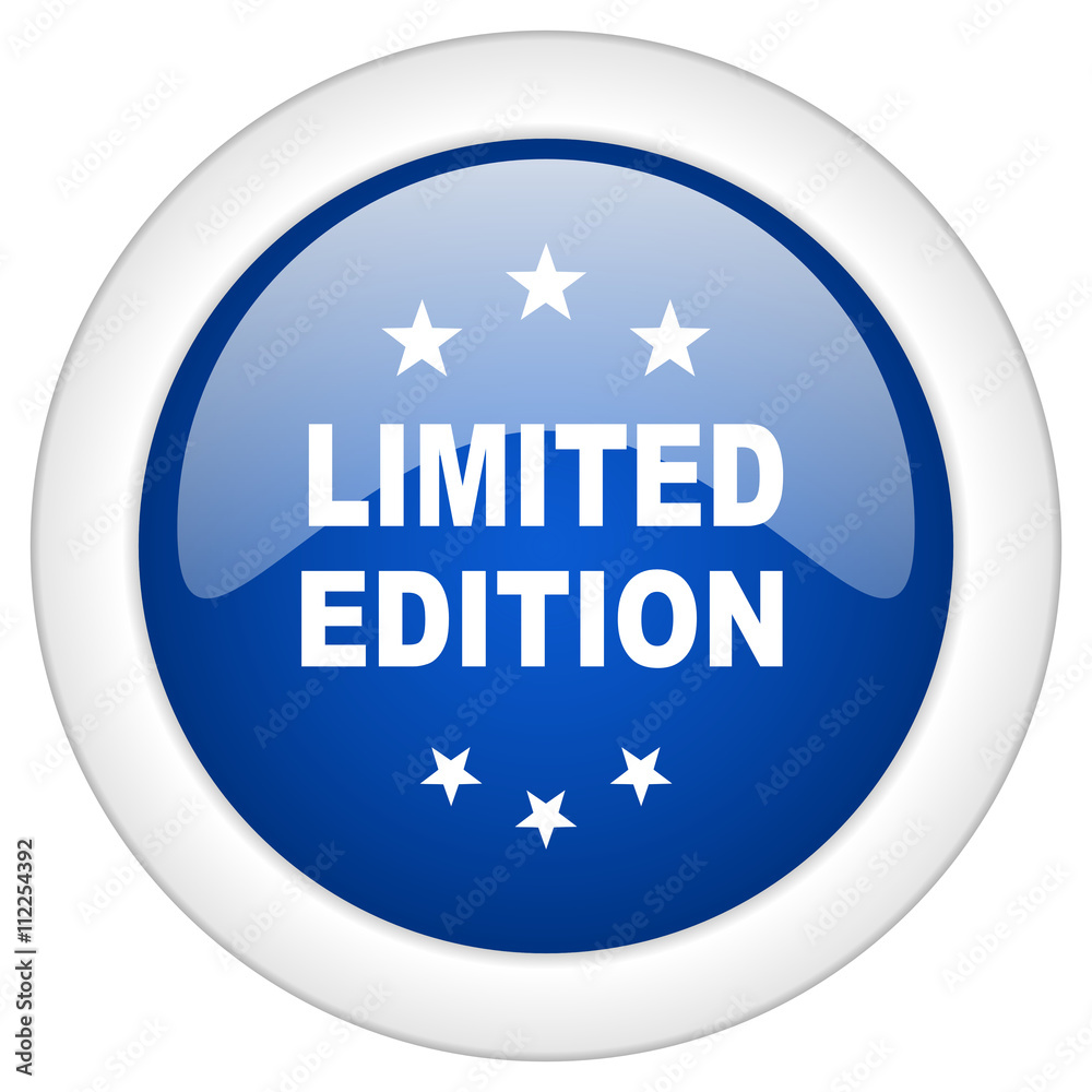 limited edition icon, circle blue glossy internet button, web and mobile app illustration limited edition icon, circle blue glossy internet button, web and mobile app illustration