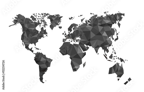 Map world polygon on a white background, Vector illustration