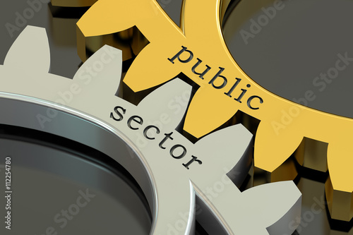 public sector concept on the gearwheels, 3D rendering photo