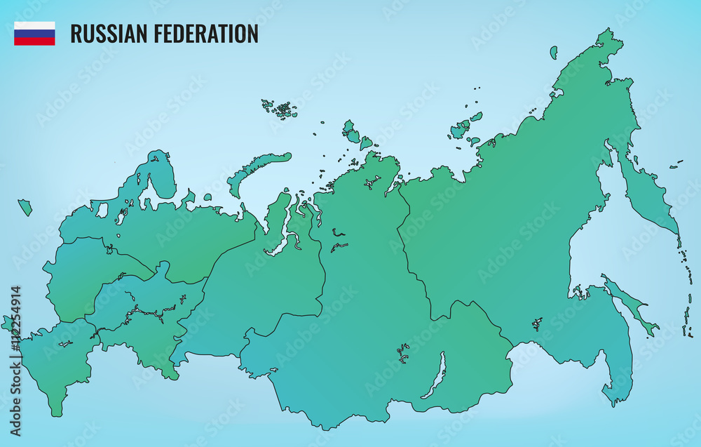 Russian Federation map with selectable territories. Vector