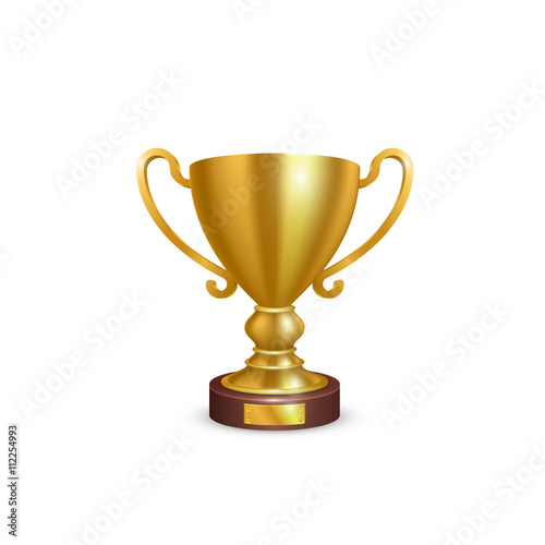 Cup 3d golden icon, Object on white background, Vector illustration