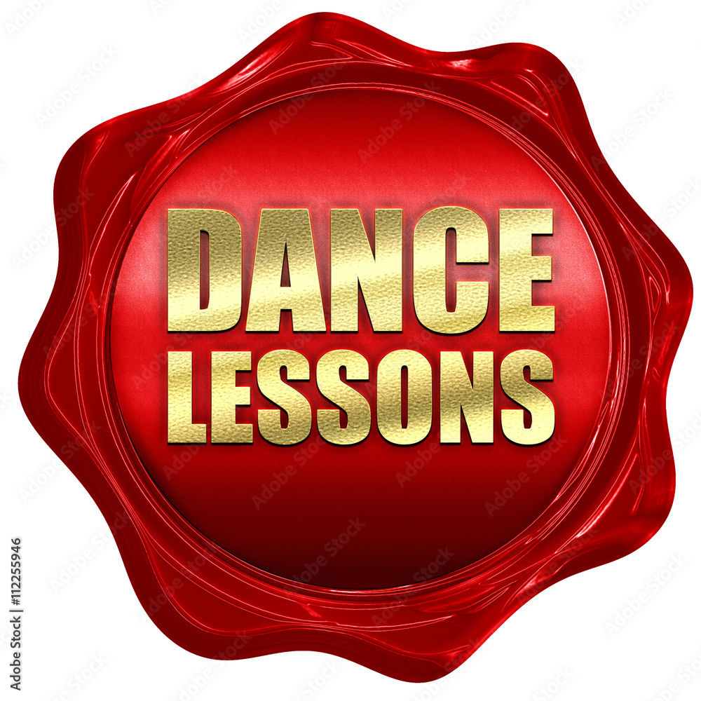 dance lessons, 3D rendering, a red wax seal dance lessons, 3D rendering, a red wax seal