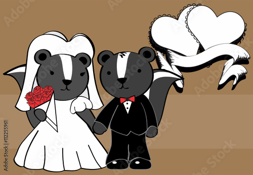 sweet married skunk cartoon background in vector format