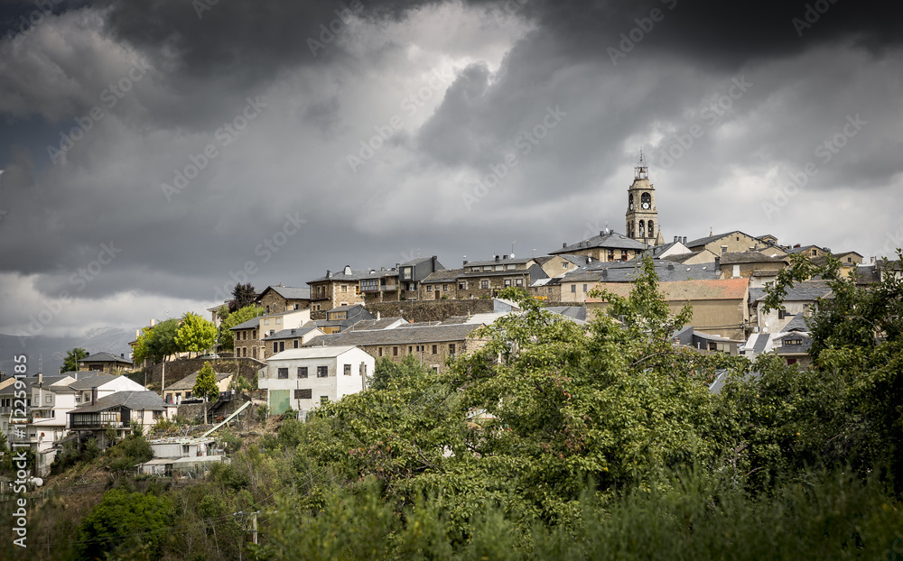 Puebla de Sanabria town on a rainy day, Zamora, Spain