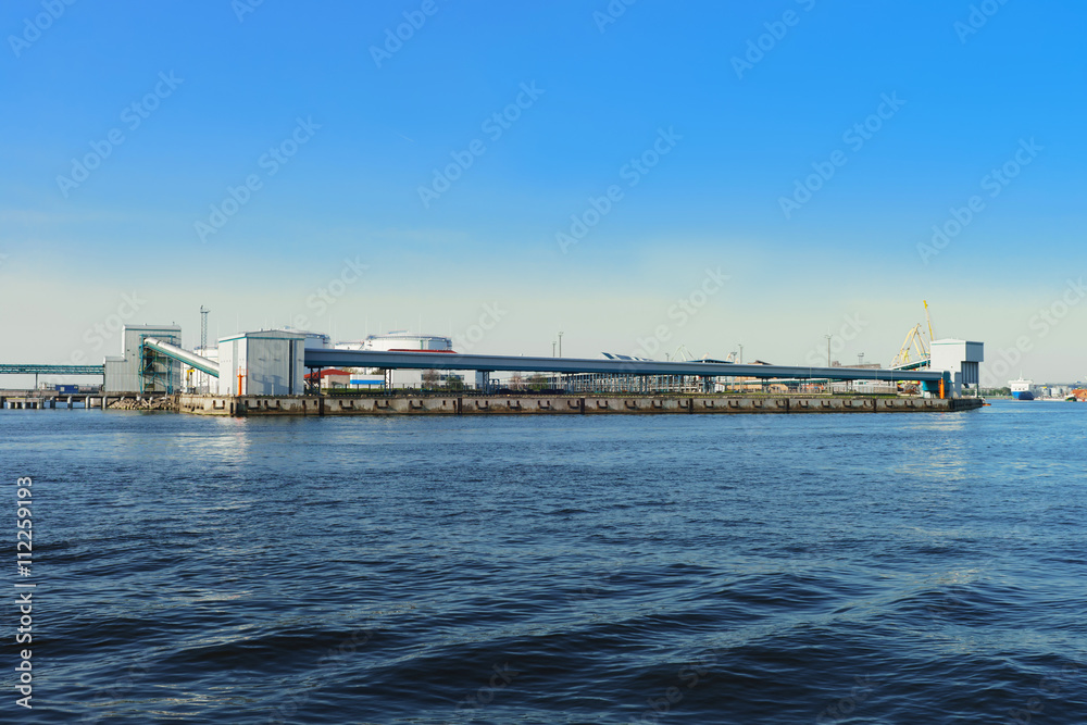 Fuel bunkers and industrial factory in port of Ventspils