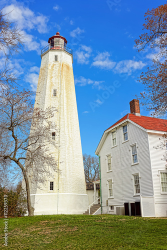 Sandy Hook Light tower and house