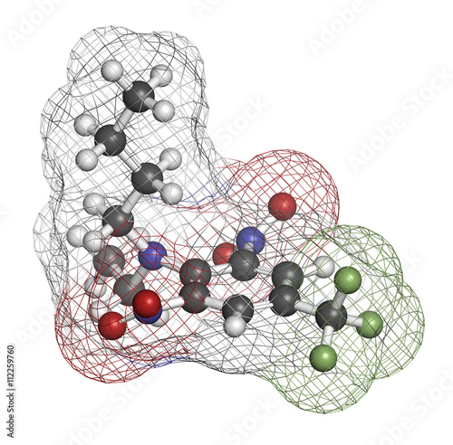 Benfluralin herbicide molecule. 3D rendering.  photo