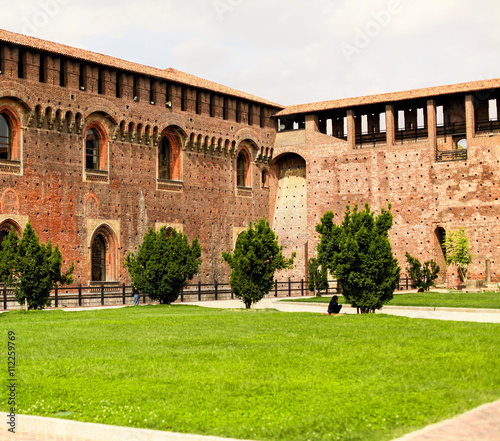 ancient fortress wall and blue sky