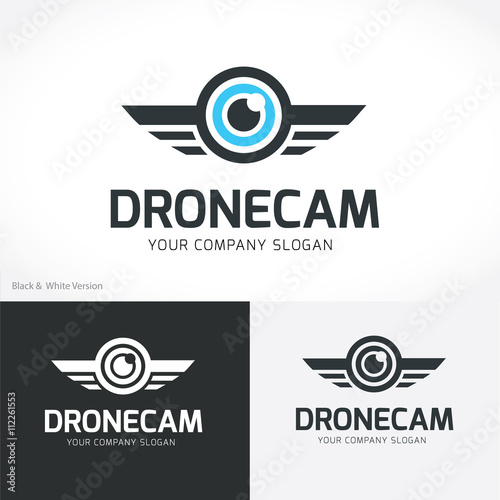 Drone Logo. Eye logo design template. vector logo template.