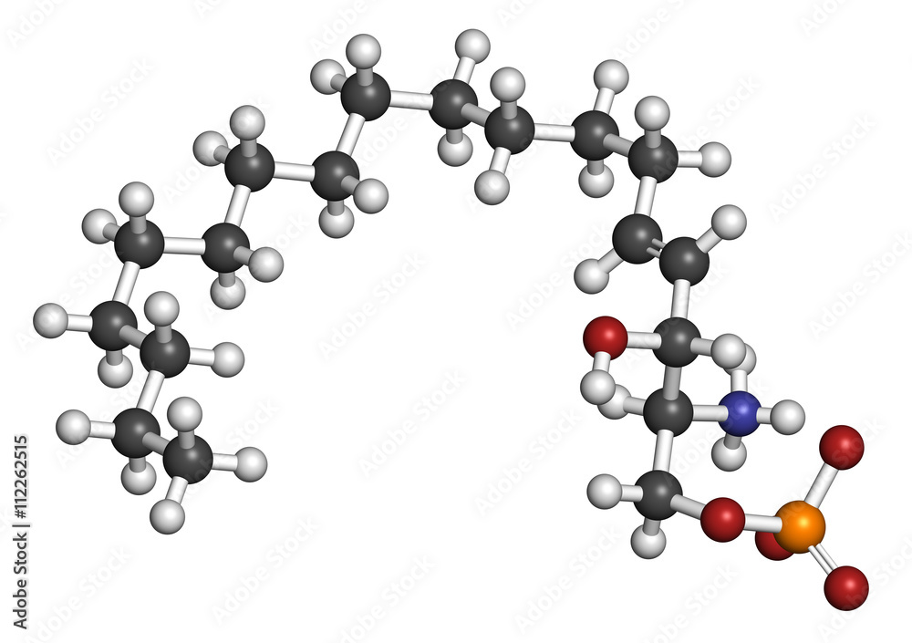 Sphingosine-1-phosphate (S1P) signaling molecule. 3D rendering. Sphingosine-1-phosphate (S1P) signaling molecule. 3D rendering.