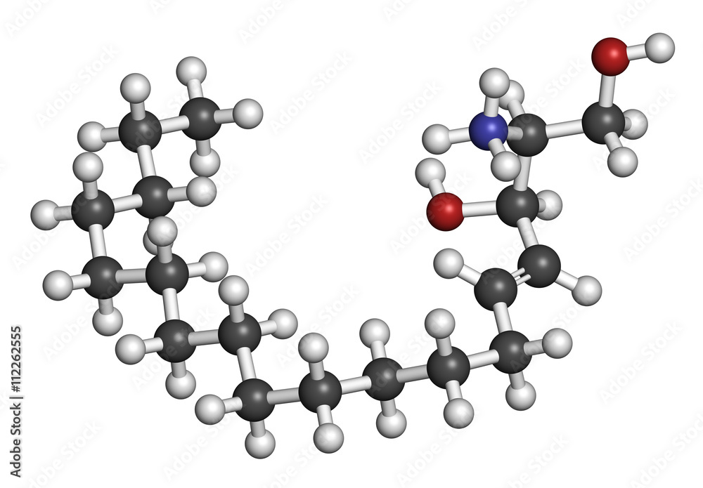 Sphingosine lipid molecule. 3D rendering. Sphingosine lipid molecule. 3D rendering.