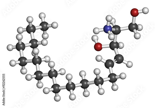 Sphingosine lipid molecule. 3D rendering. 
