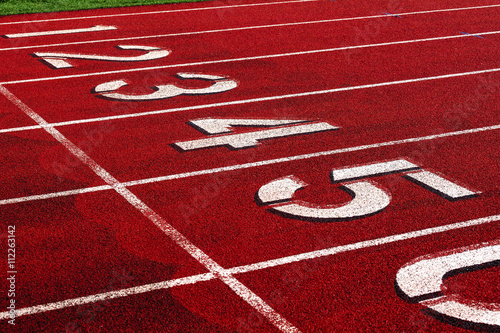 Track and field starting lane numbers.