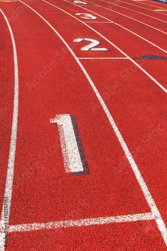 Track and field starting line.