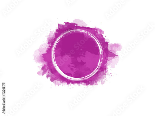 Aquarell Farbfleck in pink mit weißem Kreis in der Mitte, hochauflösende Illustration für kreative Designhintergründe