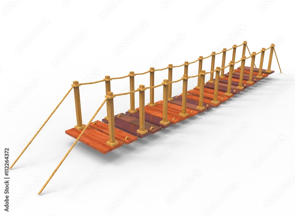 3d illustration of bridge. simple to use. on white background isolated with shadow. icon for game or web. wooden texture. canvas for text. Ropes 3d illustration of bridge. simple to use. on white background isolated with shadow. icon for game or web. wooden texture. canvas for text. Ropes