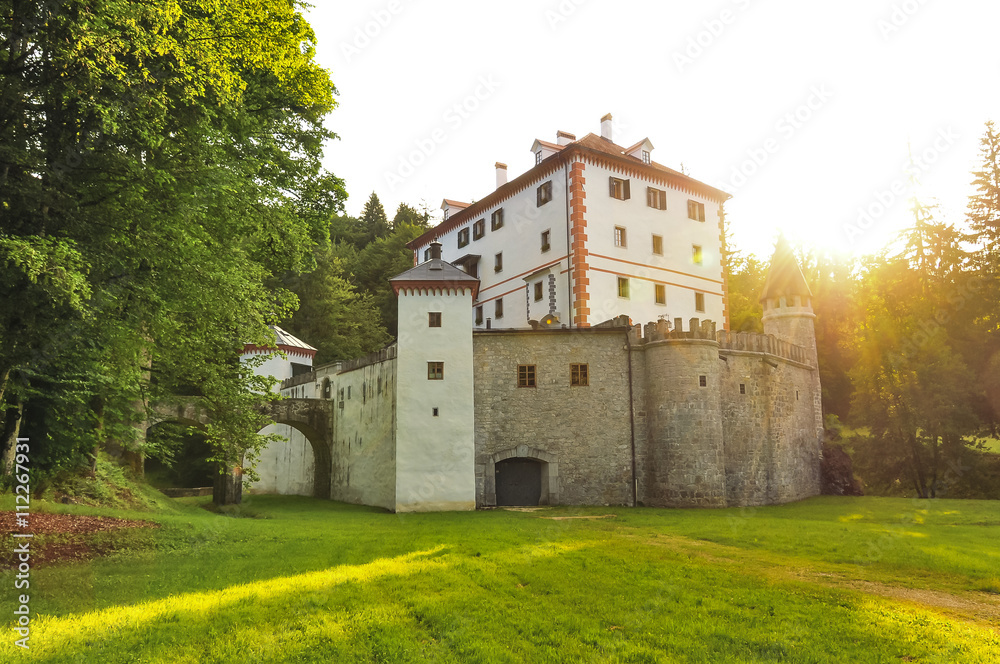 Sneznik Castle, a picturesque 13th-century castle located in Loska Dolina, Slovenia