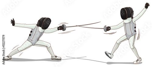 Two people doing fencing